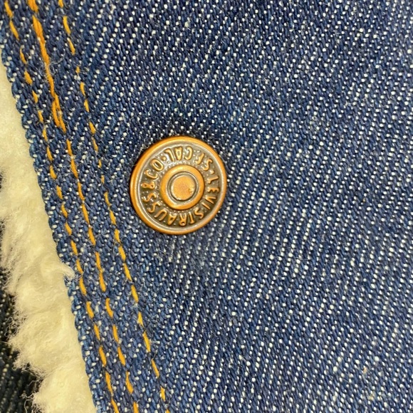 Vintage 70s Levi's Orange Tab Sherpa Lined Denim Vest - Picture 3 of 8